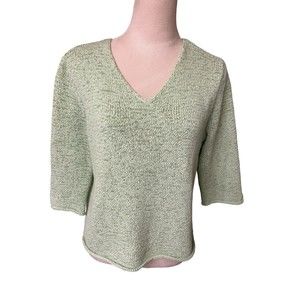 J. Jill Light Green V-Neck Sweater